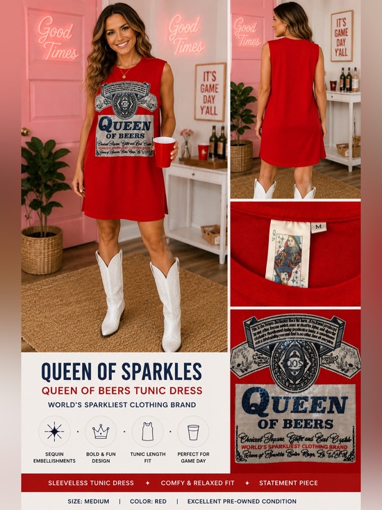 QUEEN OF SPARKLES Dresses & Skirts - QUEEN OF SPARKLES Red Graphic Sleeveless Dress